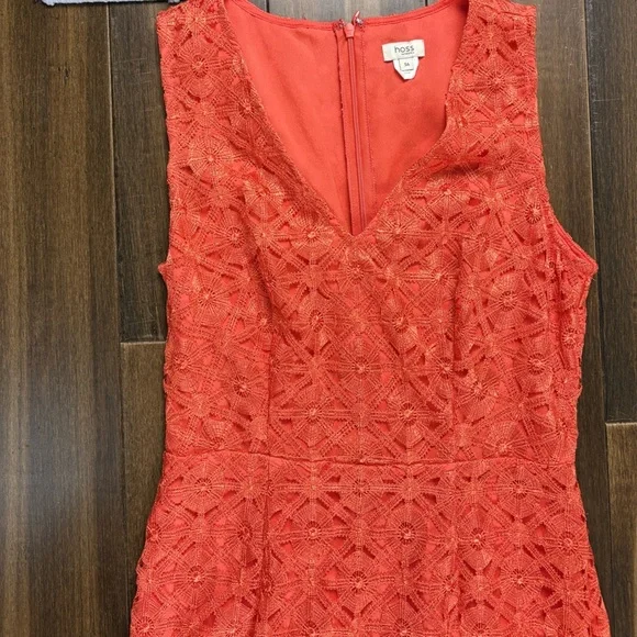 size S Orange Lace Dress Full Length Sleeveless Halter V Neck Fitted - Picture 2 of 13